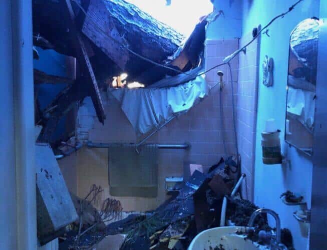 The damage done to the bathroom in Roy’s home.